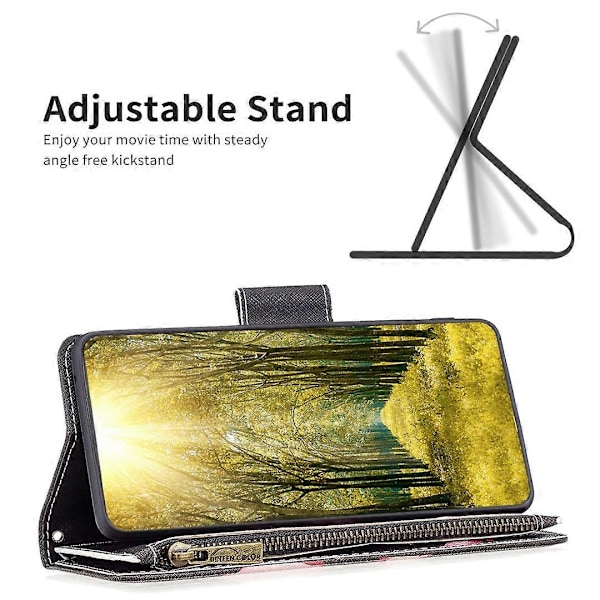 BF03 Telefonfodral för Samsung Galaxy A15 4G Plånboksfodral med Dragkedja i Läder Multicolor Style J