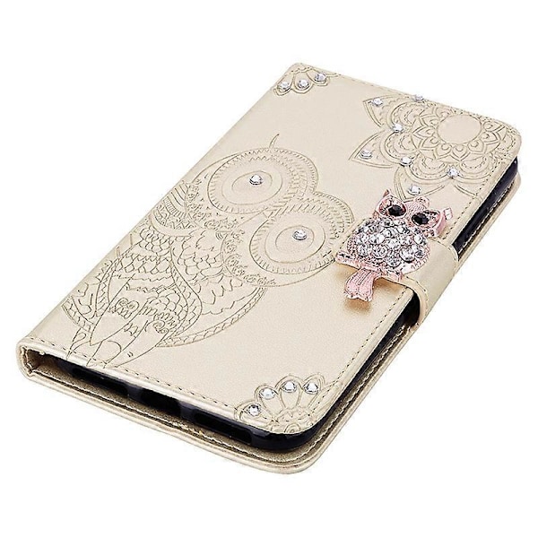 Til Samsung Galaxy S23 FE Cover Ugle Blomst Præget Rhinestone Læder Telefon Stand Cover Multicolor Style E