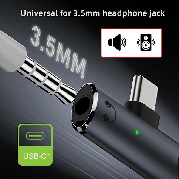 UC-075-PD Typ-C till 3,5 mm Ljud DAC AUX Musik + 100W PD Ström CS201 Chip Adapter för Laptop Tablet P