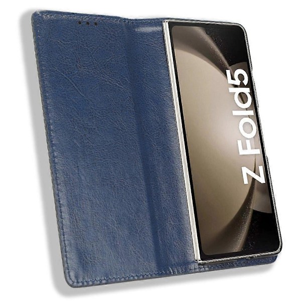 Retro PU Läder Telefonfodral med Magnetisk Stängning och Ställ för Samsung Galaxy Z Fold5 5G Multicolor Style D