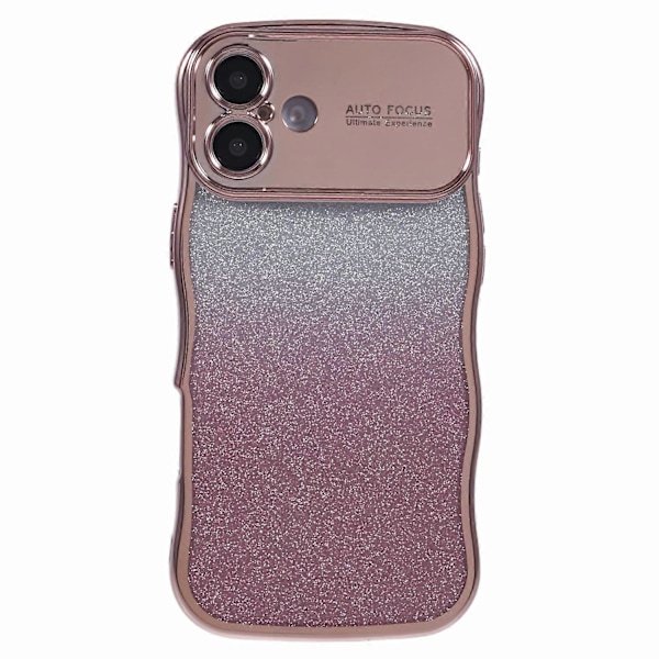 Gradient Glitter TPU-telefondeksel med elektroplettert krøllramme for iPhone 16 Multicolor Style C