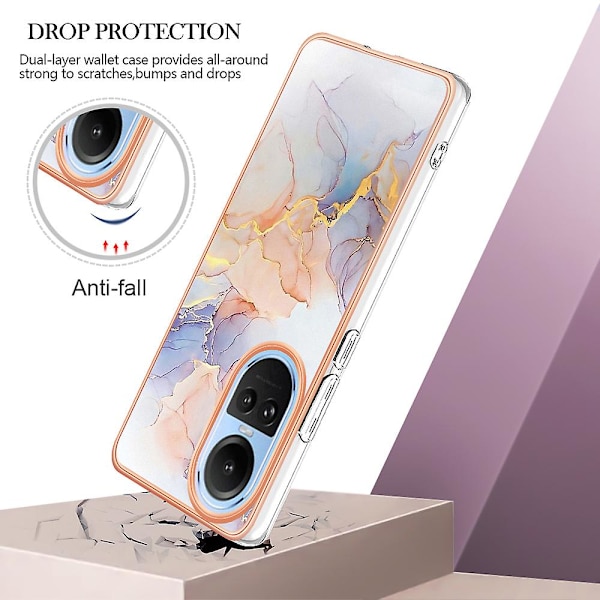 Phone case för galvanisering till Oppo Reno10 5g (global) Marmor Blommönster Mjukt TPU- cover Milky Way Marble White