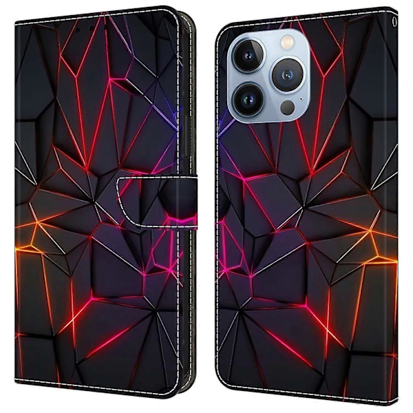Til iPhone 16 Pro Max Etui Mønsterprintet Beskyttelsescover TPU+PU Læder Flip Telefon Etui Multicolor Style C