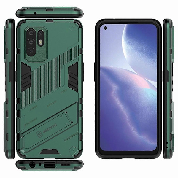 Vikbart Ställ Design PC + TPU Hybrid Telefonskydd Skal för Oppo Reno5 Z 5G Multicolor Style D