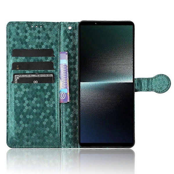 Läderfodral för Sony Xperia 1 V, Präglat prickmönstrat plånboksfodral med mobiltelefonstativ Multicolor Style C