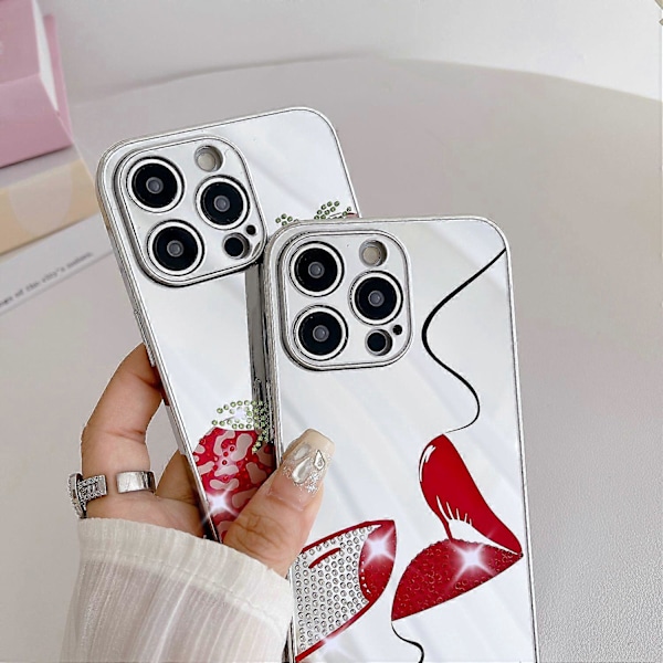 iPhone 15 Pro Max -kotelo IMD hopeaviimeistely TPU+PC strassikoristeinen puhelinkuori Multicolor Style D