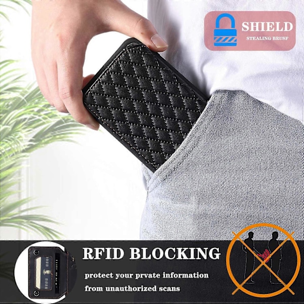 Stil 008 För iPhone 15 Plus RFID-blockerande Stöttåligt Skal PU+TPU Mobilskal med Remmar Multicolor Style A