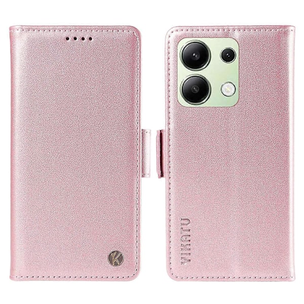 YIKATU YK-003 Læder Wallet Case med Magnetisk Side Lukning til Xiaomi Redmi Note 13 4G Multicolor Rose Gold