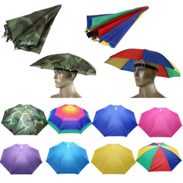 Hopfällbart paraply/paraplyhatt UV-skydd Campingkeps rainbow