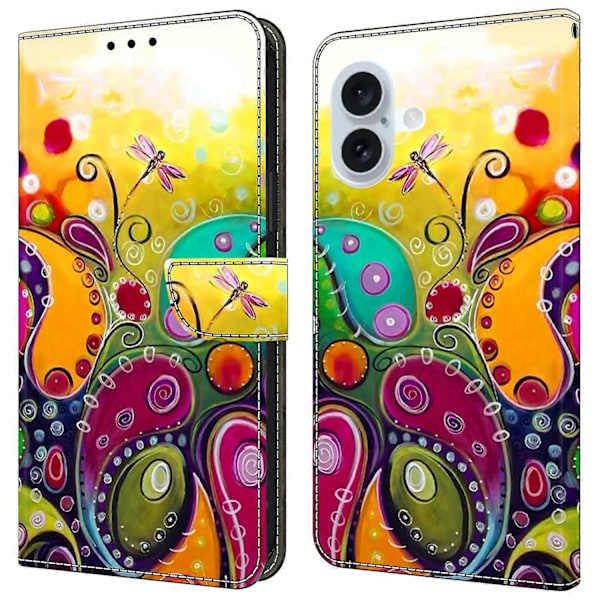 iPhone 16 -kotelo PU-nahkainen lompakkokotelo jalustalla Multicolor Style K