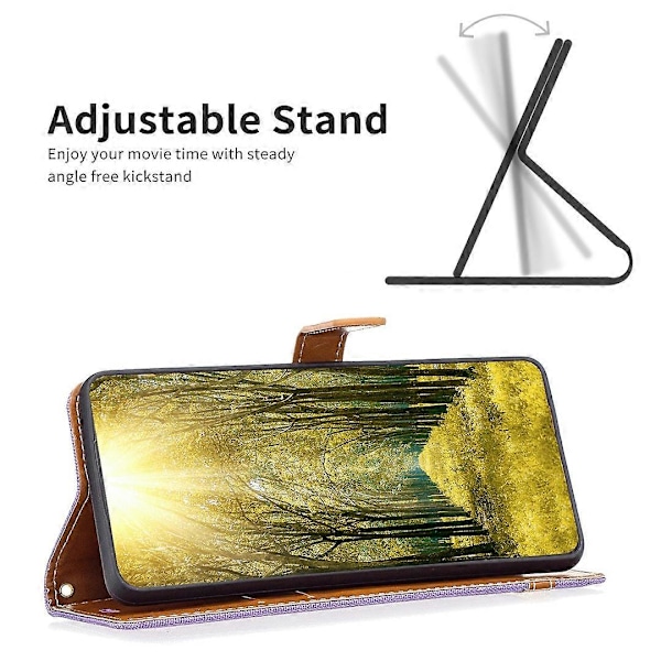 Samsung Galaxy A15 4G -puhelimen kotelo, farkkukangasta ja PU-nahkaa yhdistettynä Multicolor Style C