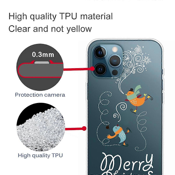 iPhone 16 Pro -kuori, jouluaiheinen pehmeä TPU-puhelinkuori - Orava Multicolor Singing Birds