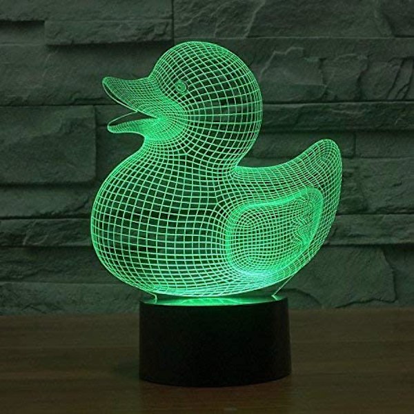 Ny 3d Duck Nattlampa Lampa Illusion Nattljus 7 färgskiftande Touch Switch Bord Skrivbordsdekoration med akryl Platt Abs Basestyle 21