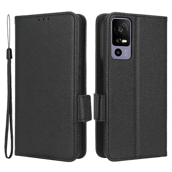 Læder Smartphone Etui til TCL 40R 5G, Dobbelt Magnetisk Lås Flip Wallet Stand Telefon Cover Multicolor Style B