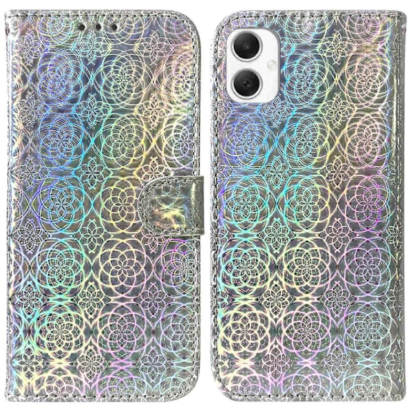 Samsung Galaxy A06 -puhelimen jalustakotelo, kimalteleva kukka, nahkainen puhelinkotelo Multicolor Style C