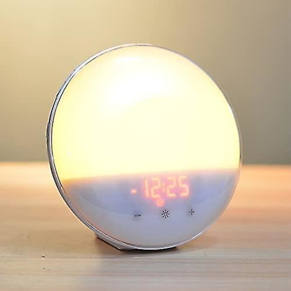 Wake Up Light Väckarklocka med simulering av soluppgång och solnedgång, nattljus vid sängen, 20 nivåer Ljusstyrka/fm Radio/snooze-funktion/7 färger Ambient Light