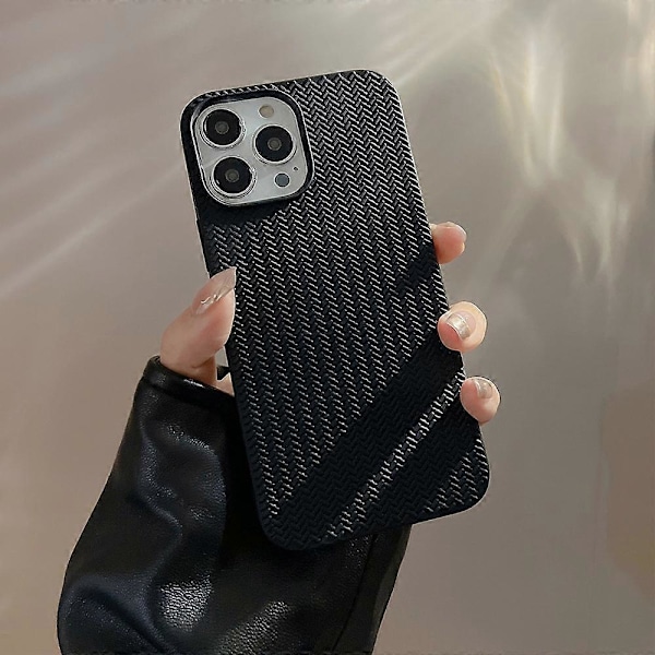 Skal till iPhone 15 Pro Vävstruktur Mjuk TPU Anti-repor Telefonskydd Multicolor Style B