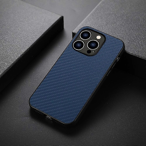 För iPhone 15 Pro Telefonskal Kolfibertextur PU Läderbelagd TPU Fodral Multicolor Style C