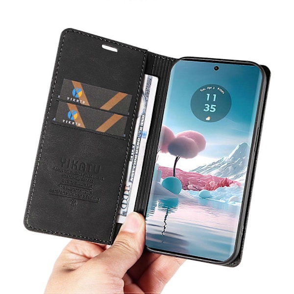 YIKATU YK-004 Magnetiskt Fodral för Motorola Edge 40 Neo 5G, Läderfodral med Ställ och Plånboksfunktion
