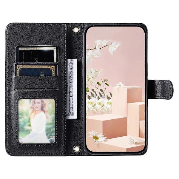 Til iPhone 16 Pro Max Wallet Case Rhombus Grid PU Læder Telefon Cover
