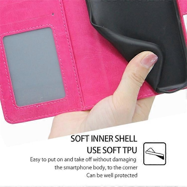 Til vivo V50 5G Etui Pung PU Læder + TPU Foldbart Stativ Telefon Cover Multicolor Rose