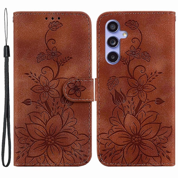 Til Samsung Galaxy S23 FE Præget Lily Blomst Smartphone Etui PU Læder Standpung Cover Multicolor Style E