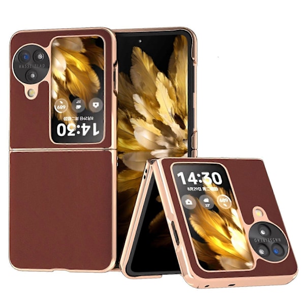 For Oppo Find N3 Flip 5G Deksel Ekte Kuskinn Belagt PC Telefondeksel Multicolor Style D