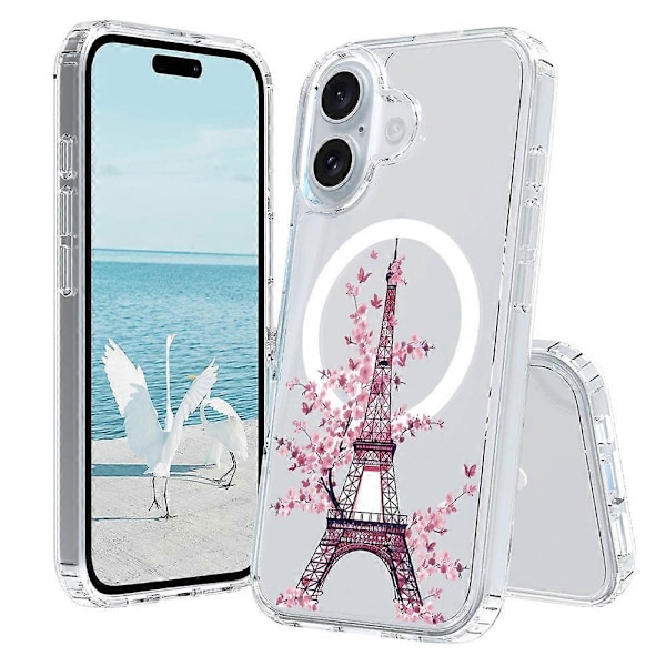 Deksel til iPhone 16 Plus Kompatibel med MagSafe Blomstermønster Trykk TPU+PC Telefondeksel - Stil G Multicolor Style A