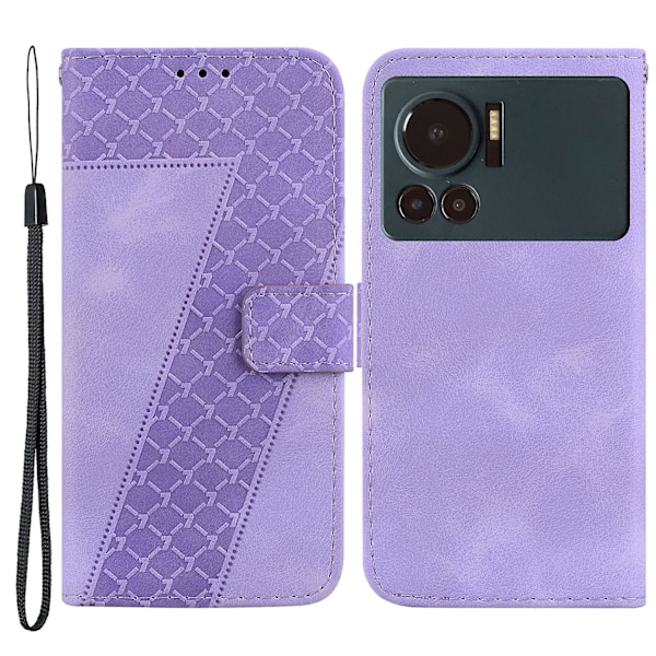 Infinix Note 12 Vip 4g Tpu+pu Nahkainen Puhelinkotelo Jalustalla, Kuvioitu Lompakkokotelo Purple