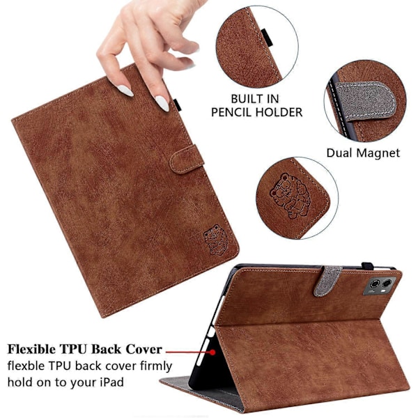 Cover til Lenovo Legion Y700 (2023)/Tab Gen 2 med præget stativ, PU læder kortholder tabletetui Multicolor Style E