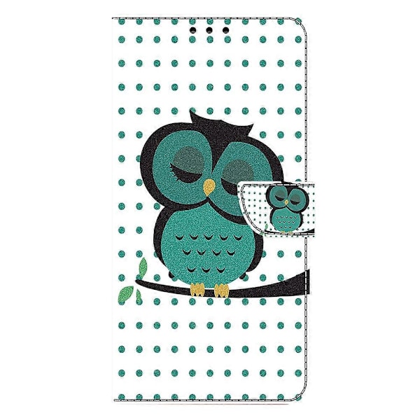 Xiaomi Redmi Note 14 5G Kotelo Magneettilukolla 3D Kuvio Nahkainen Lompakko Puhelinkotelo Multicolor Sleeping Owl