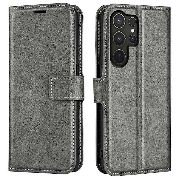 Til Samsung Galaxy S25 Ultra Stand Case Anti-Scratch Kalvetekstur Læder Telefon Cover Multicolor Style D