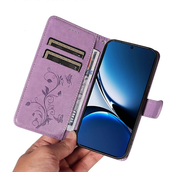 Xiaomi Redmi Turbo 4 5G/Poco X7 Pro 5G PU-nahkakotelot Kukkakuvioinen lompakkoteline puhelimen suojus Multicolor Light Purple