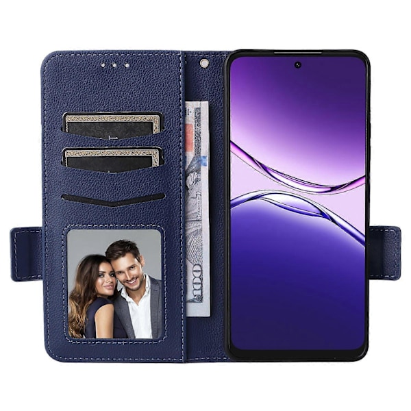 Etui til Oppo A5 Pro 4G/5G/A5 Energy 5G med håndledsrem Litchi Tekstur PU Læder Wallet Phone Cove Multicolor Dark Blue