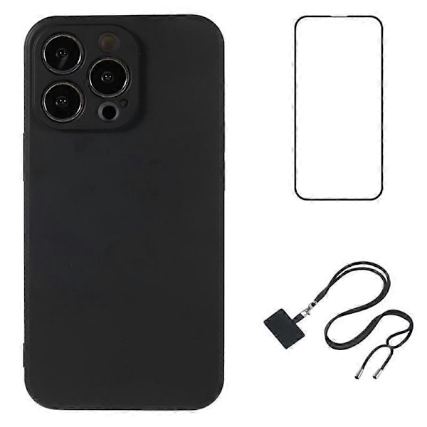 WANLONFENG RB1 -sarja iPhone 14 Pro -puhelimelle, ohut suojakuori, pehmeä TPU-puhelinkotelo näytönsuojakalvolla ja kaulanauhalla Multicolor Style A