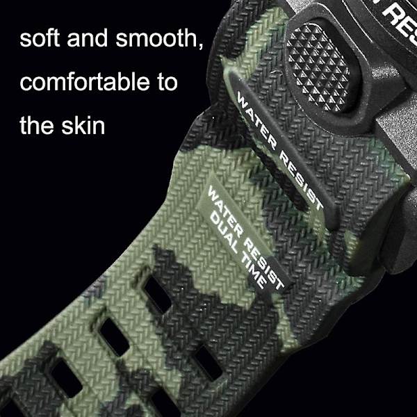 Smael 1545d Nattljus Vattentät Outdoor Watch Röd Khaki