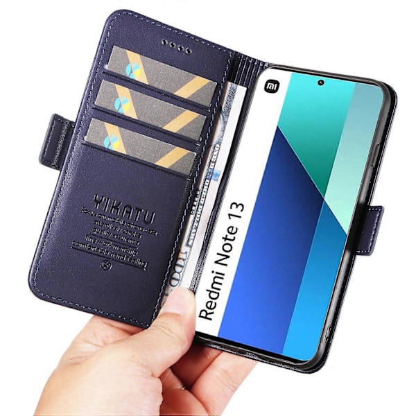 YIKATU YK-003 Læder Wallet Case med Magnetisk Side Lukning til Xiaomi Redmi Note 13 4G Multicolor Sapphire