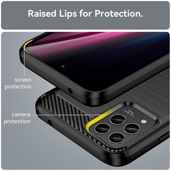Til T-Mobile Revvl 6 Pro 5G Kulfibertekstur Beskyttelse TPU Cover Børstet Mobiltelefon Etui Multicolor Style A