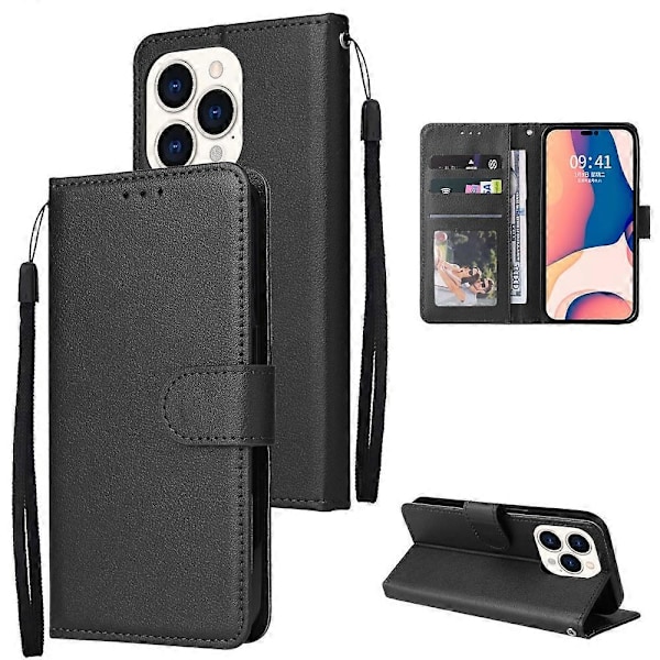 Til iPhone 15 Pro Max Wallet Telefon Cover Stativ Flip PU Læder Telefon Shell