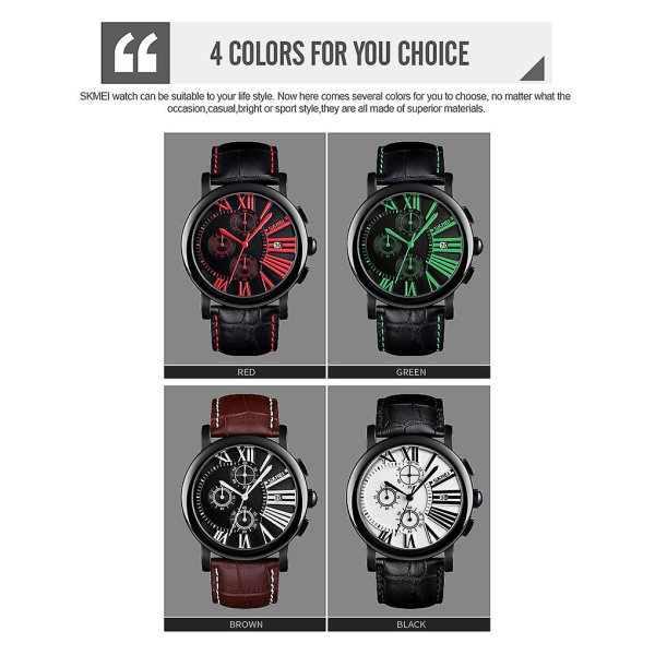 Skmei 9196 män romersk siffra Urtavla Quartz Watch Black