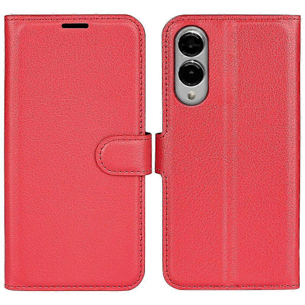 För Samsung Galaxy S25 Edge Fodral Litchi Textur Stötsäkert Läder Plånboks Telefonfodral Multicolor Red