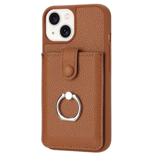 Kortlommer Læder Bagcover med Ringstøtteben til iPhone 15 Plus/14 Plus Multicolor Style D