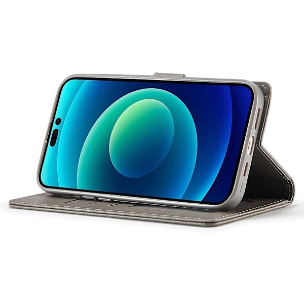 LC.IMEEKE Plånboksfodral för iPhone 15 Pro, Fullständigt Skydd PU Läder Kalvtextur Ställ Flipfodral Multicolor Style D