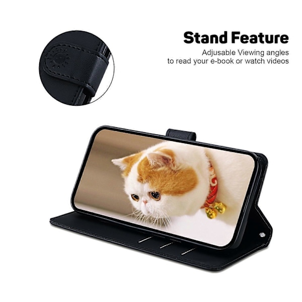 Skal för Realme 13+ 5G RFID-blockerande kattunge-mönster TPU+PU Läder Telefonskydd Multicolor Style F