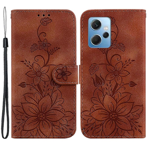 Plånboksfodral för Xiaomi Redmi Note 12 4G Stativ PU Läder Präglat Liljablomma Telefonskal Multicolor Style E