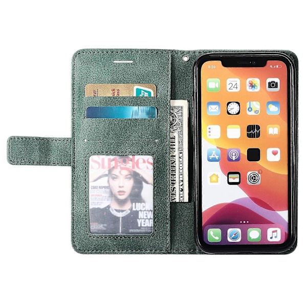 Läderfodral med Rem för iPhone 11, Hudvänlig Skarvning Plånboksfodral Multicolor Style C