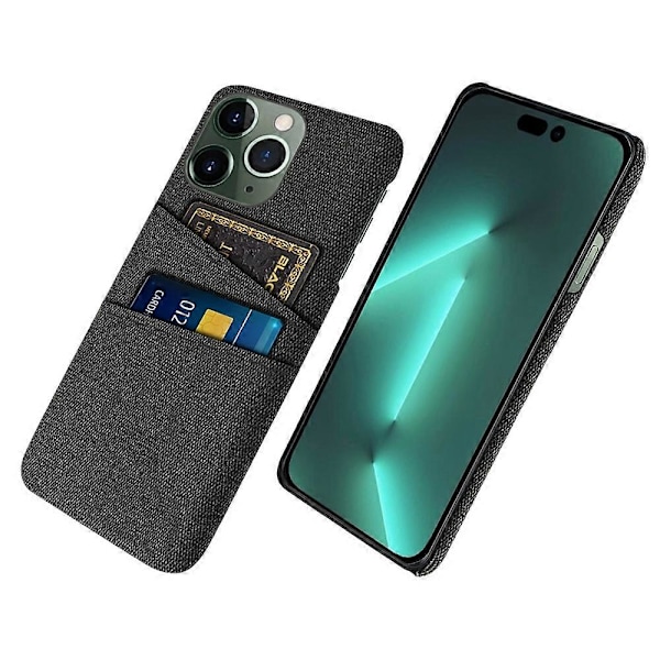 iPhone 14 Pro 6.1 tuuman kangas+PC kaksikerroksinen puhelinkotelo, kangaskuvio, tuplakorttipaikat Multicolor Style A