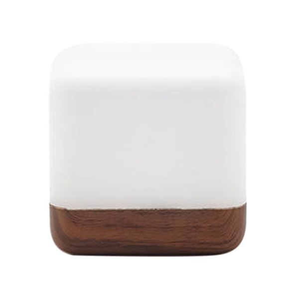 Timing LED Natlampe USB Genopladelig Firkantet Flip Switch Justerbar Lysstyrke Deep wood grain