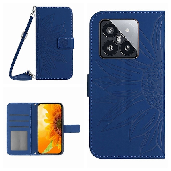 Til Xiaomi 14 Pro Etui Hud-berørings Wallet Stand Læder Cover med Skulderrem Multicolor Style A