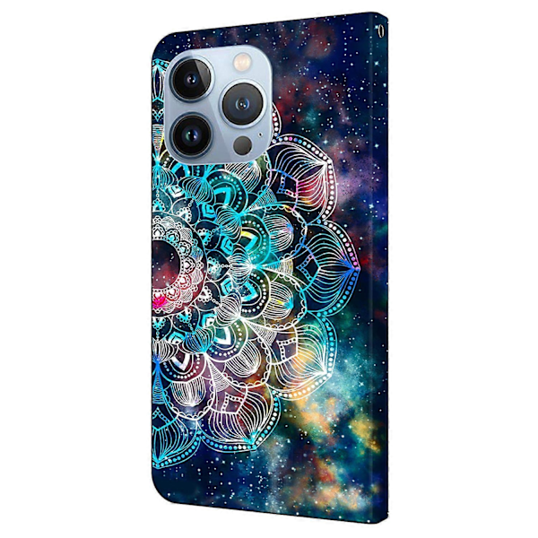 Til iPhone 16 Pro Max Etui Mønsterprintet Beskyttelsescover TPU+PU Læder Flip Telefon Etui Multicolor Style K